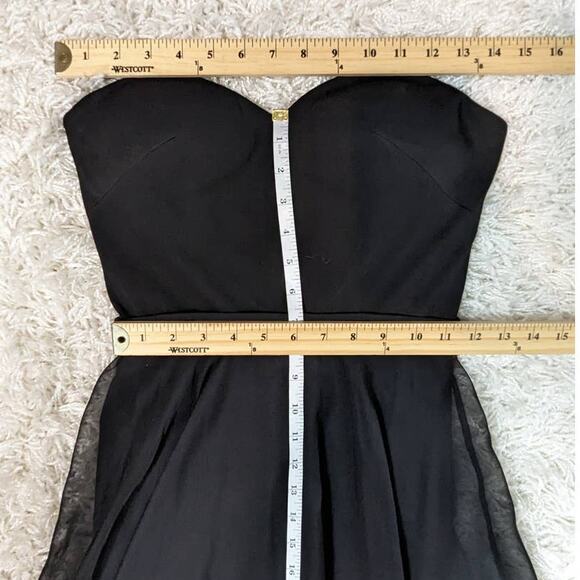 La Femme Strapless Sheer Formal Dress With Romper and Sheer Skirt Black Size 2 - Picture 8 of 16